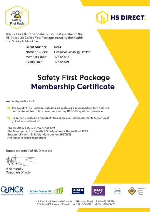 safety first-certificate